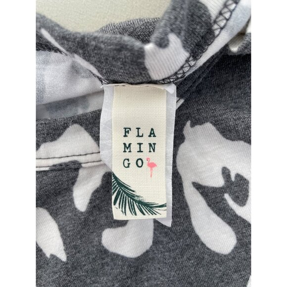 Flamingo V Neck Leopard Print T Shirt Size Medium Short Sleeve Animal Print Gray - Picture 3 of 6